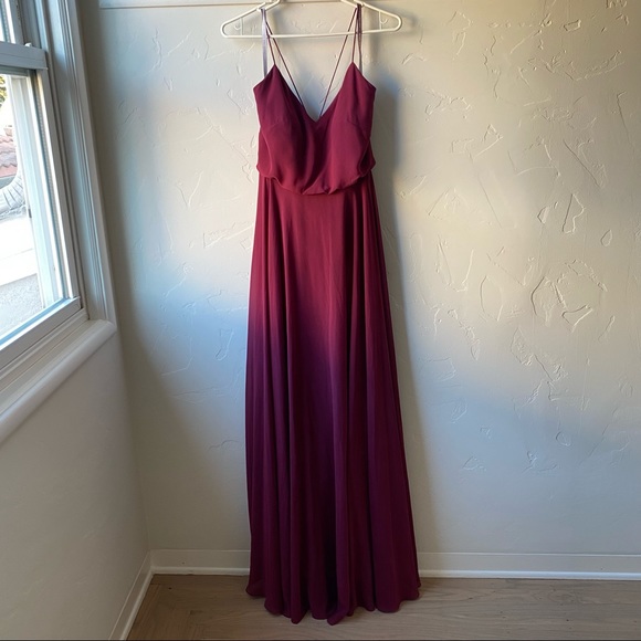 Jenny Yoo Bridesmaid Dress Hibiscus Burgundy - Picture 7 of 7